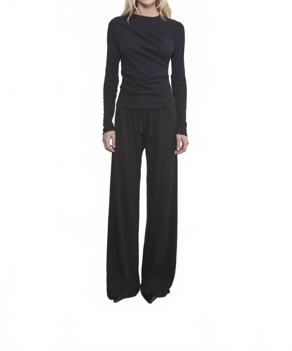 NEW ENZA COSTA cashmere draped long sleeve crew top in white
